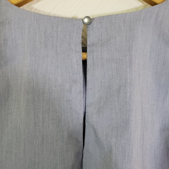 SAKS 5TH AVENUE Small Blue Cold Shoulder, Split Back, Round Neckline Top - Picture 6 of 11